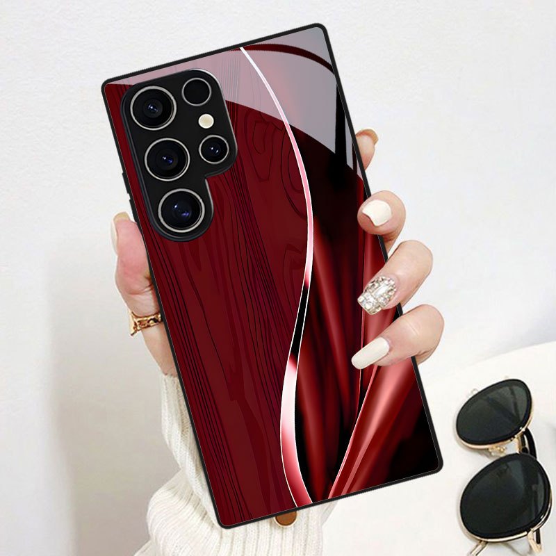 Phone Case – Red Elegant Wave Pattern Printed Phone Case Design, Suitable for Samsung for Galaxy