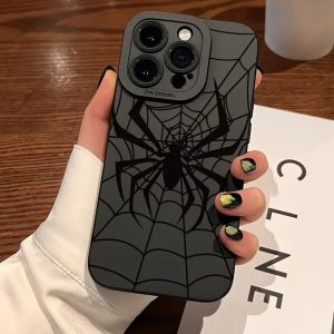 Phone Case - A Black Phone Case with a Spider Web Design, Compatible with for Apple Iphone 16, 15, 14, 13, 12, 11, XS, XR, X, 8, 7, Mini, Plus, Pro Max, And SE Series. A Perfect Gift for Friends, Girlfriends, Boyfriends, Family, Or Yourself