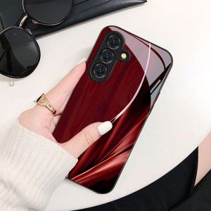 Phone Case – Red Elegant Wave Pattern Printed Phone Case Design, Suitable for Samsung for Galaxy