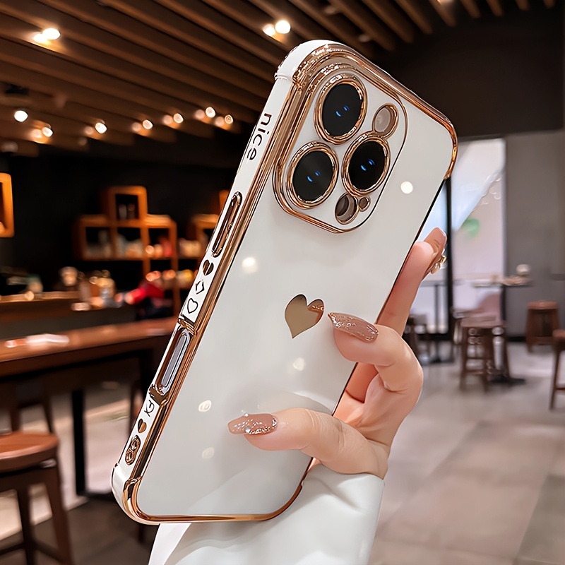 Phone Case: Luxury Plating Soft TPU Case for iPhone 17 16e 16 15 14 13 12 11 Pro Max E 17Pro 16Pro 15Pro 14Pro 13Pro IPhone16 IPhone16e IPhone15 IPhone14 IPhone13 ProMax Phone Cute Love Cover