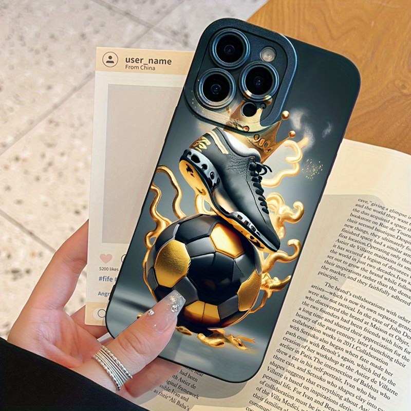 Phone Case – Soccer-Themed Pattern Frosted Angel Eyes Phone Case for Iphone