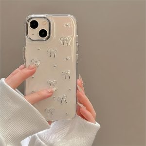 Phone Case - Silvery Bow Transparent Phone Case for Iphone 16 Pro Max 15 14 13 12 11 Pro Max 16E X XR XS Max 7 8 16 Plus SE2020 Protective Cover