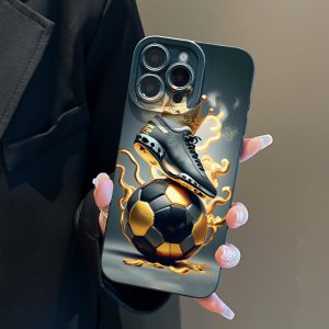 Phone Case – Soccer-Themed Pattern Frosted Angel Eyes Phone Case for Iphone