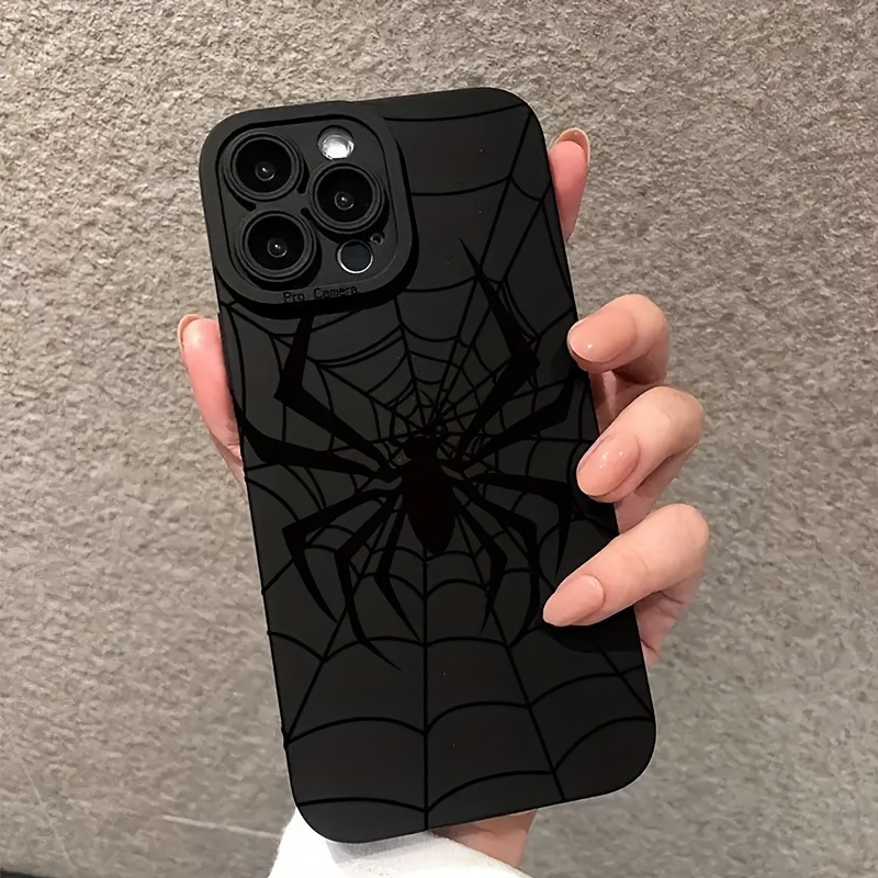 Phone Case – A Black Phone Case with a Spider Web Design, Compatible with for Apple Iphone 16, 15, 14, 13, 12, 11, XS, XR, X, 8, 7, Mini, Plus, Pro Max, And SE Series. A Perfect Gift for Friends, Girlfriends, Boyfriends, Family, Or Yourself